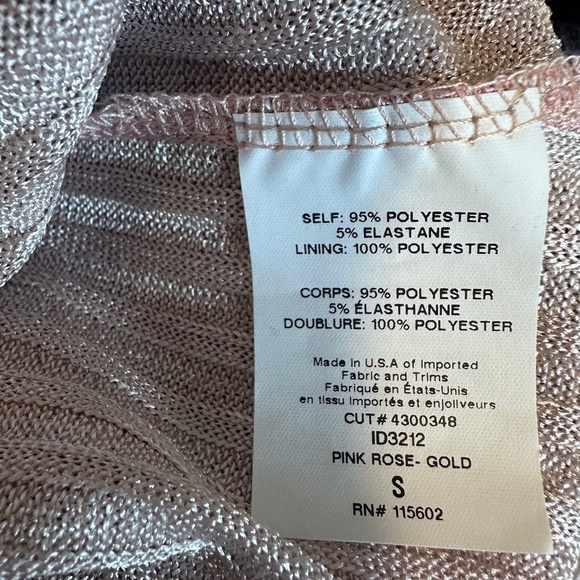 All in Favor Women’s Small Pink Rose Gold Metallic Ribbed Maxi Dress Belted - Picture 12 of 12